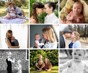 moodboard foto met foto's van een baby, liefde, kinderen, moeder